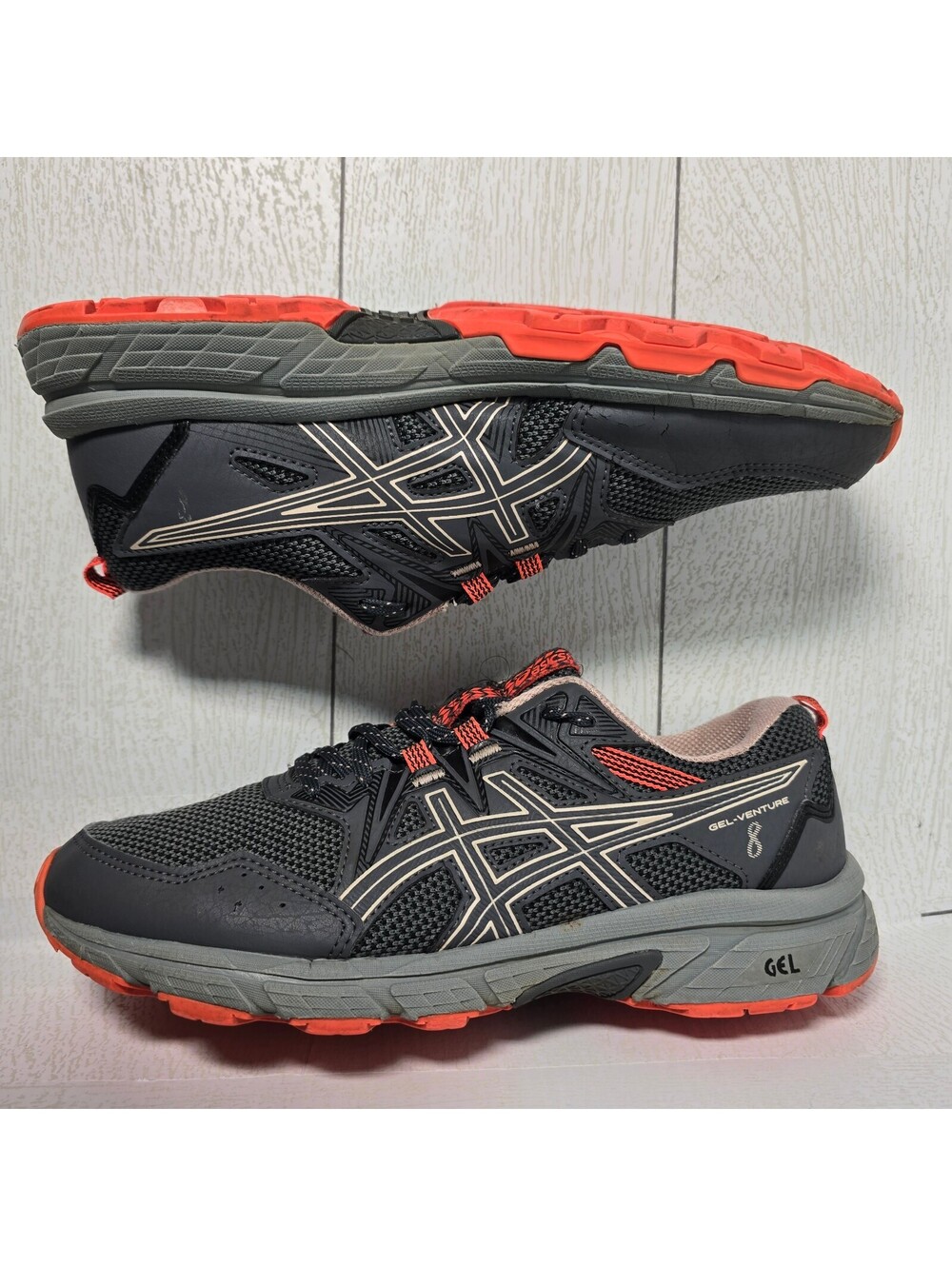 ASICS Gel-Venture 8 Wide Women’s Size 9 Trail Running Shoes Gray Orange 1012A706